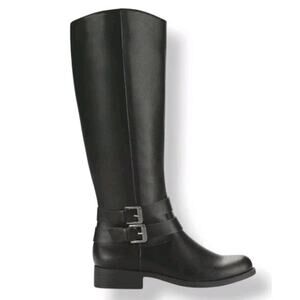 Style & Co ~9M~ MALIAA Tall Knee High Riding Boot Ankle Zipper Black Wide Calf